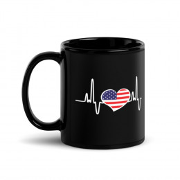 American heart beat Black Glossy Mug